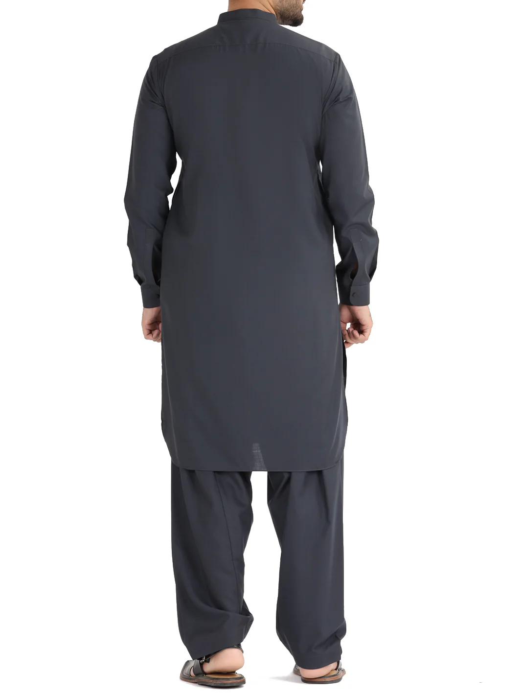 Charcoal Grey Blended Kameez Shalwar - AL-KS-2478 - Image 3