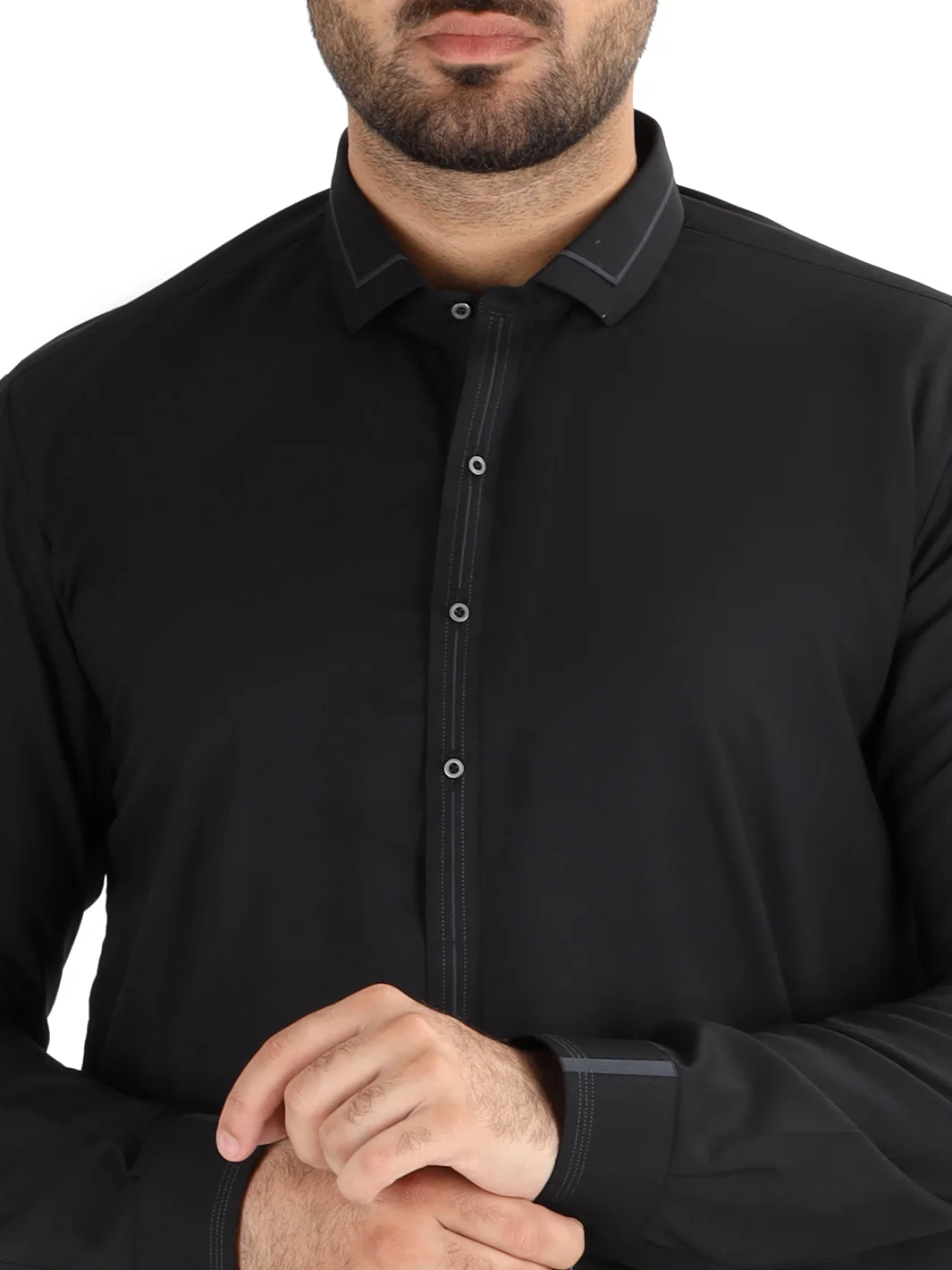 Black Blended Kameez Shalwar - AL-KS-2481 - Image 2