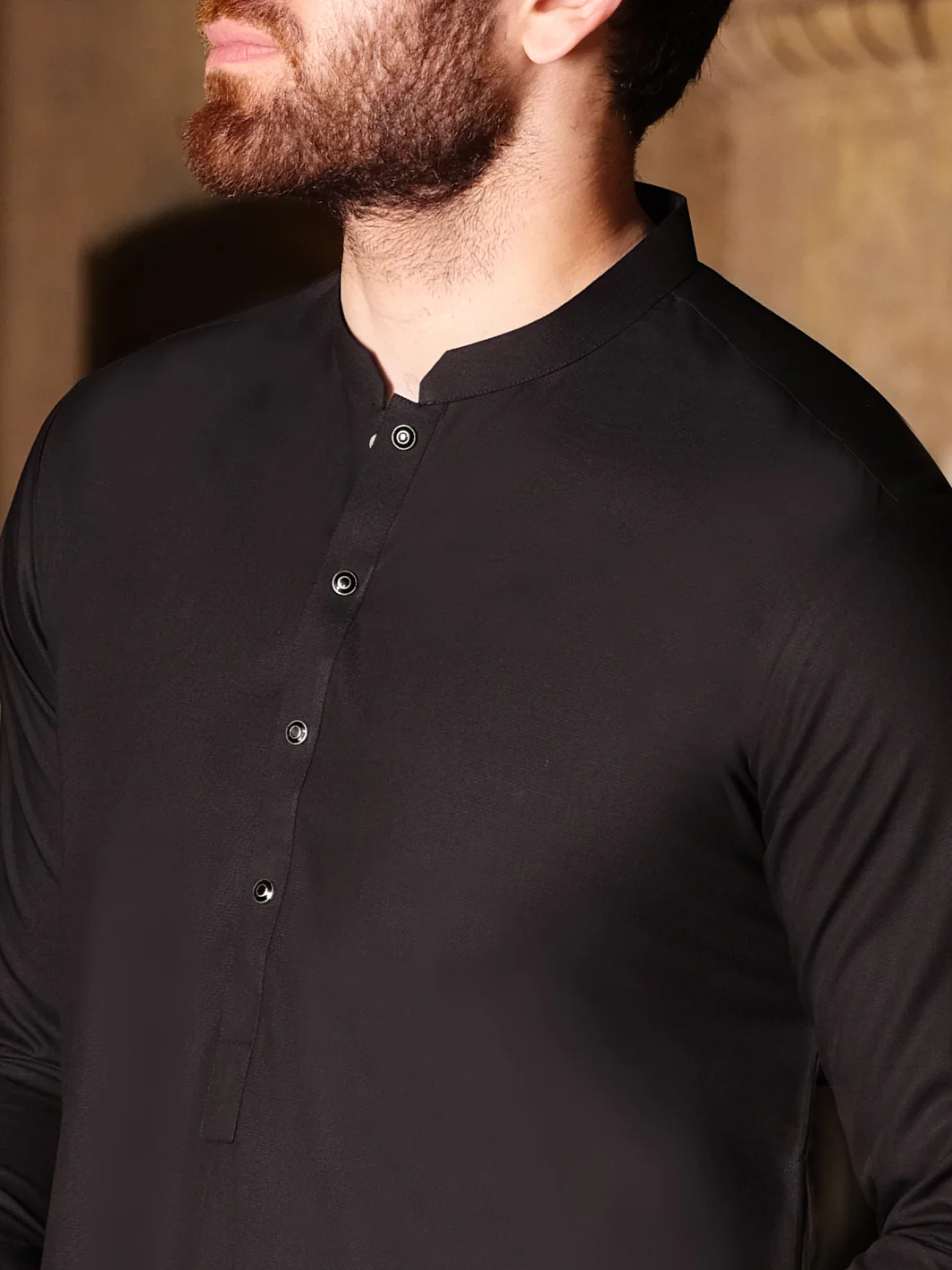 Black Cotton Kameez Shalwar - AL-KS-2495 - Image 2