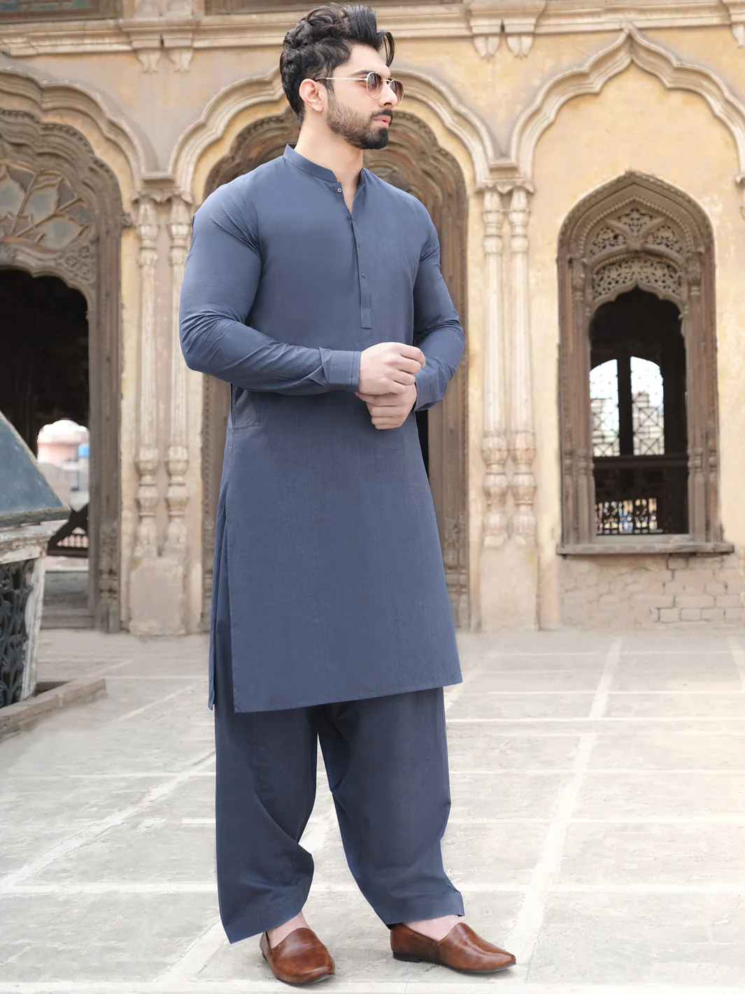 Blue Blended Kameez Shalwar - AL-KS-2497