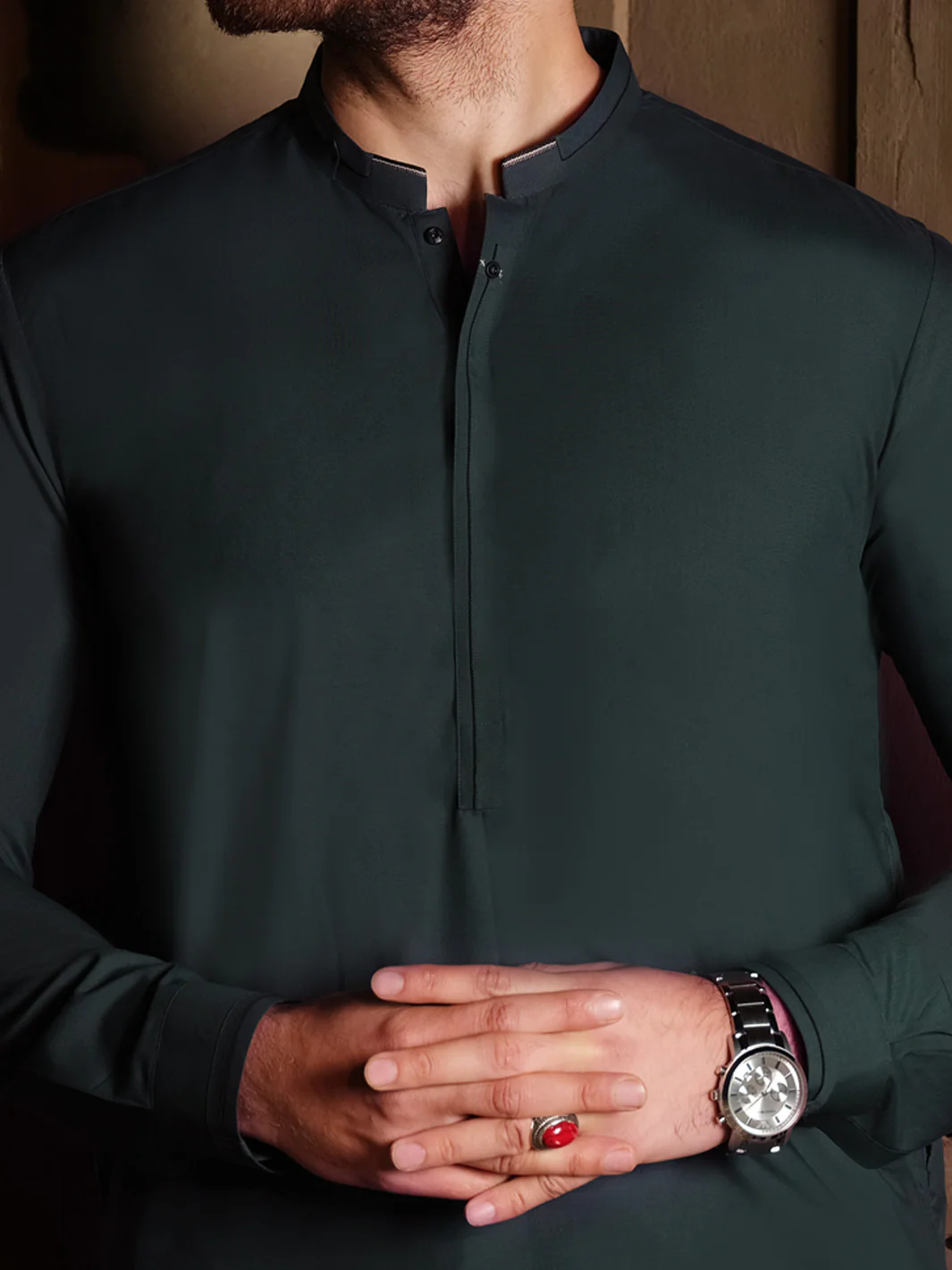Green Blended Kameez Shalwar - AL-KS-2510 - Image 2