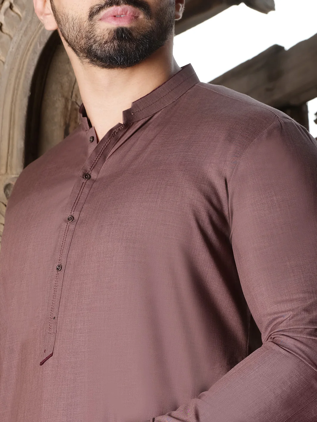 Brown Blended Kameez Shalwar - AL-KS-2514 - Image 2