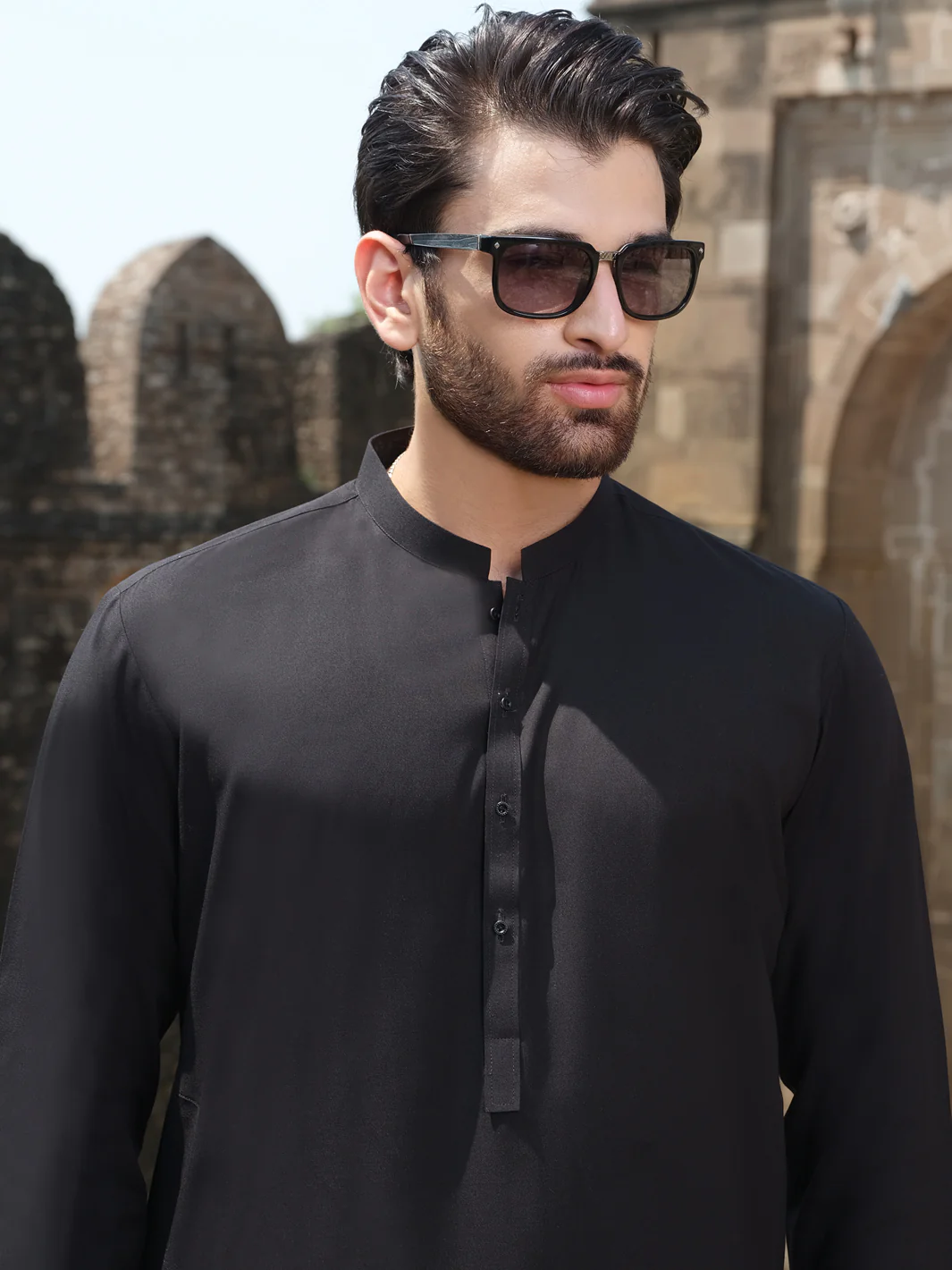 Black Blended Kurta Shalwar - AL-KS-2522 - Image 3