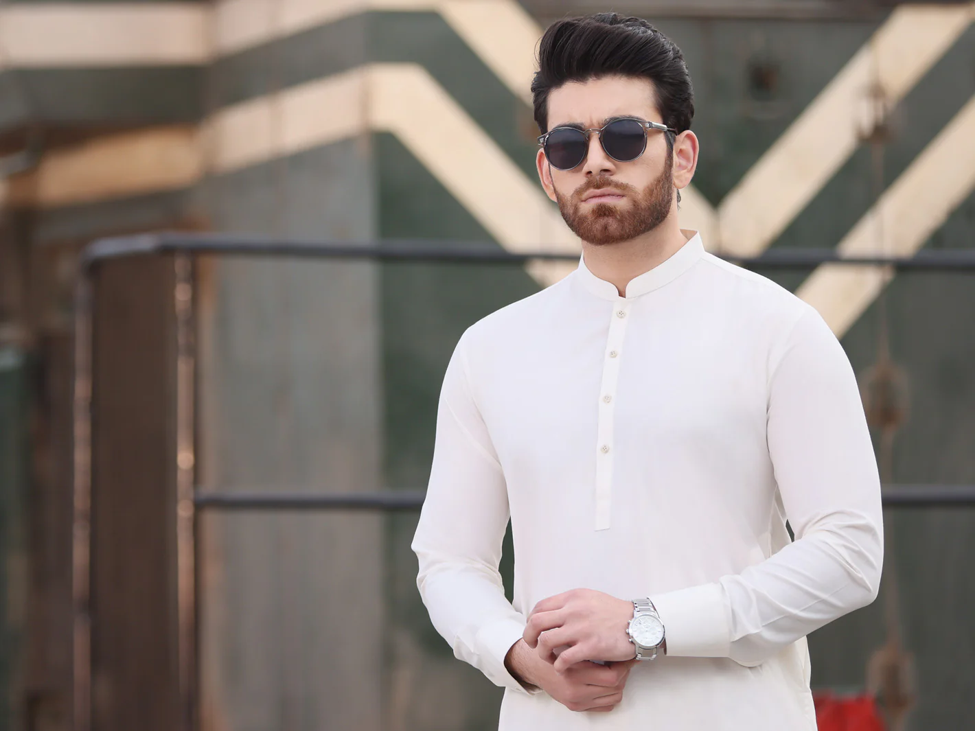 Off White Blended Kameez Shalwar - AL-KS-2542 - Image 3
