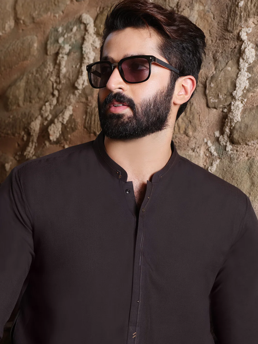 Dark Grey Blended Kameez Shalwar - AL-KS-2548 - Image 2