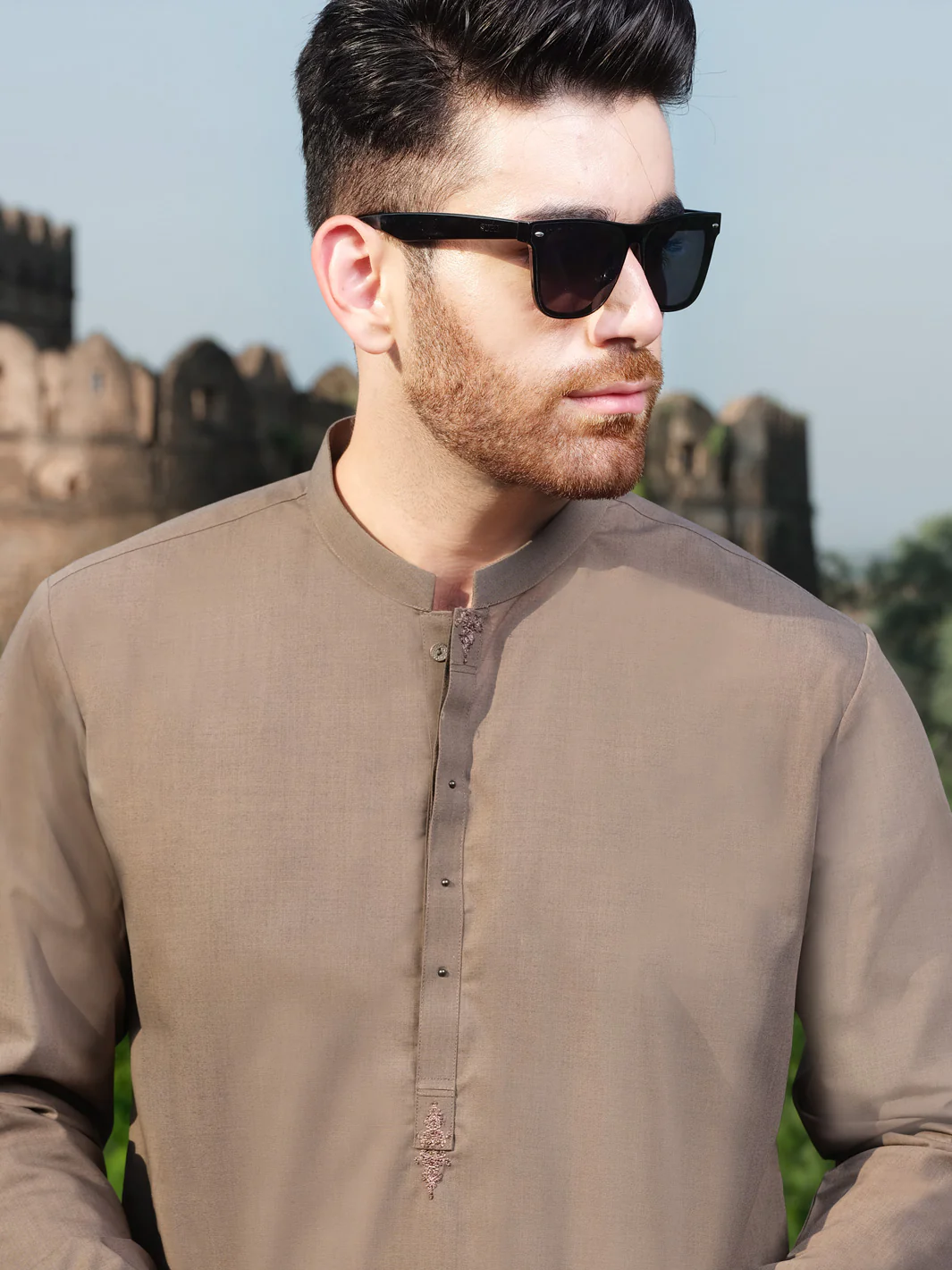 Brown Blended Kameez Shalwar - AL-KS-2566 - Image 2