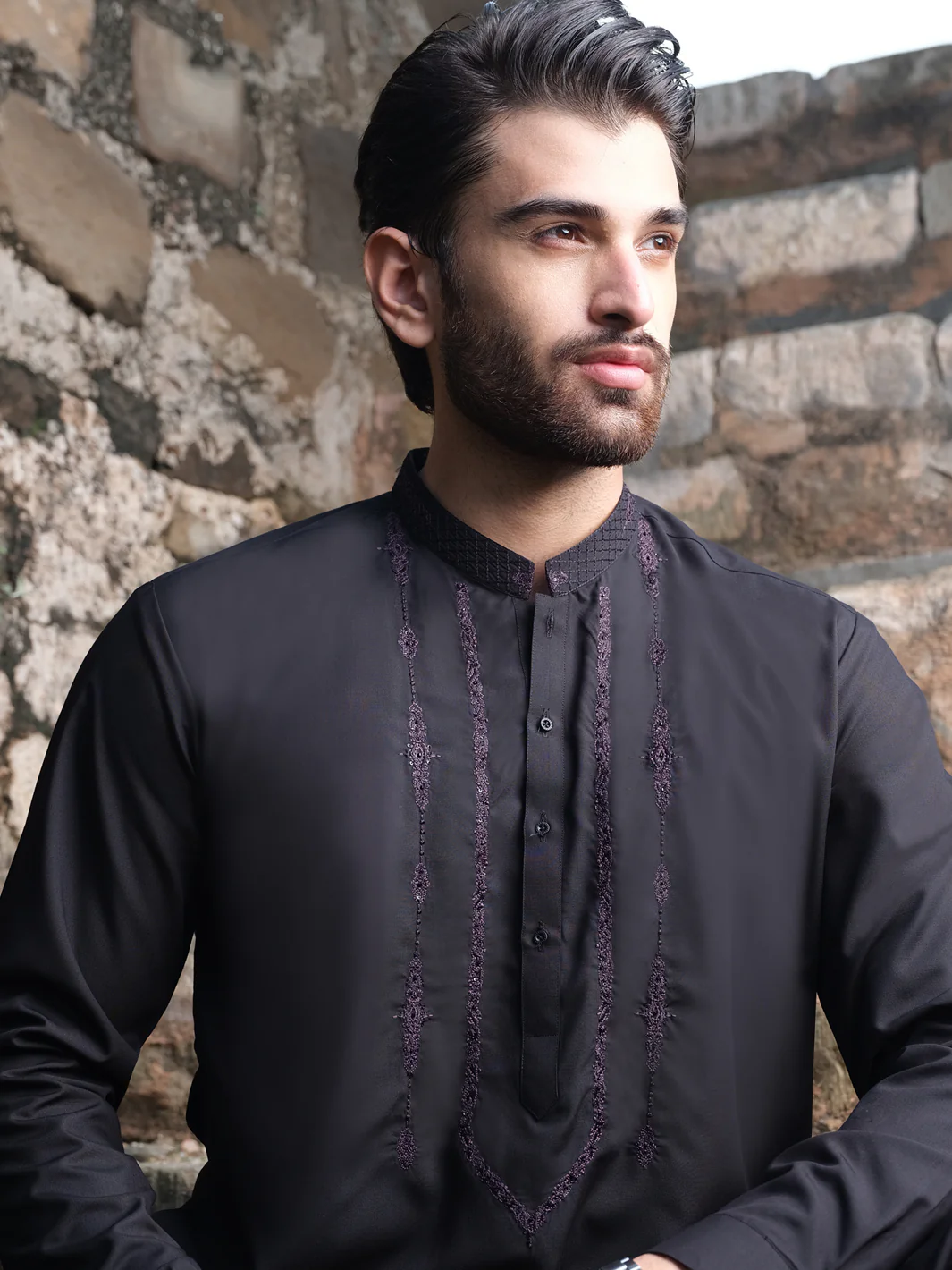 Black Blended Kameez Shalwar - AL-KS-2575 - Image 2