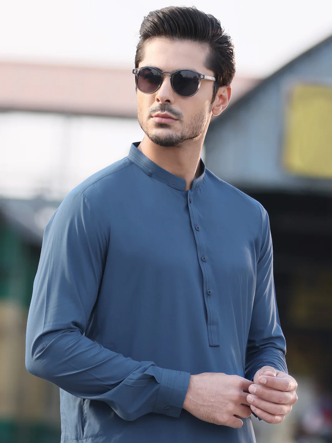 Blue Blended Kameez Shalwar - AL-KS-2579 - Image 2