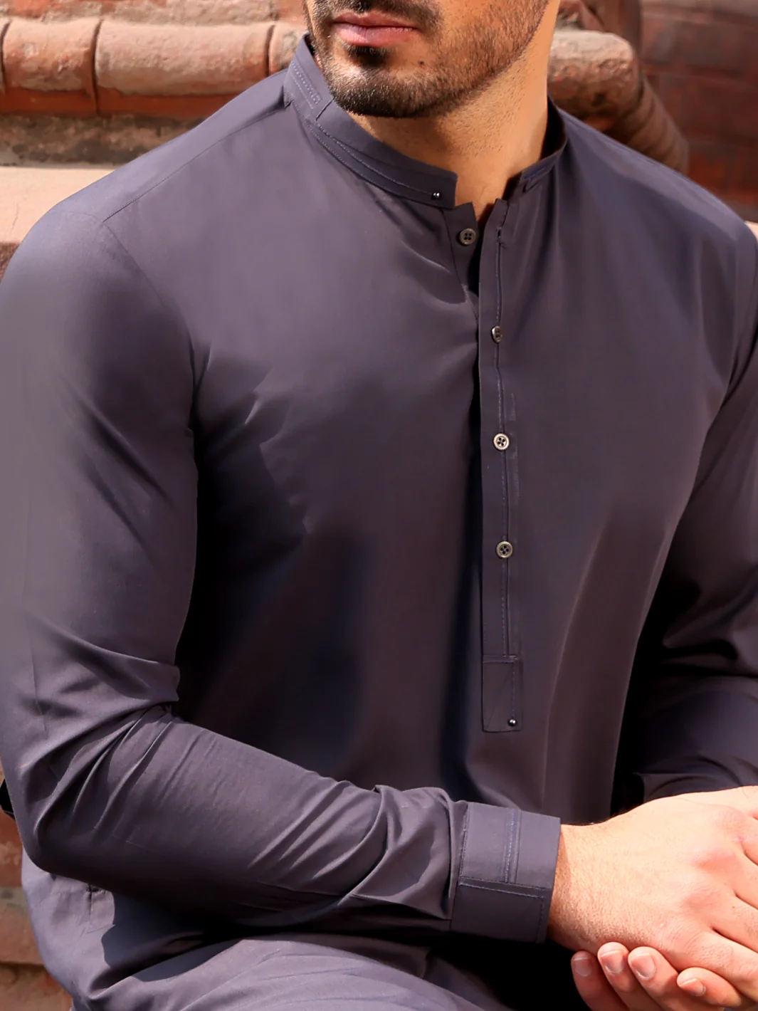 Dark Grey Blended Kameez Shalwar - AL-KS-2581 - Image 2