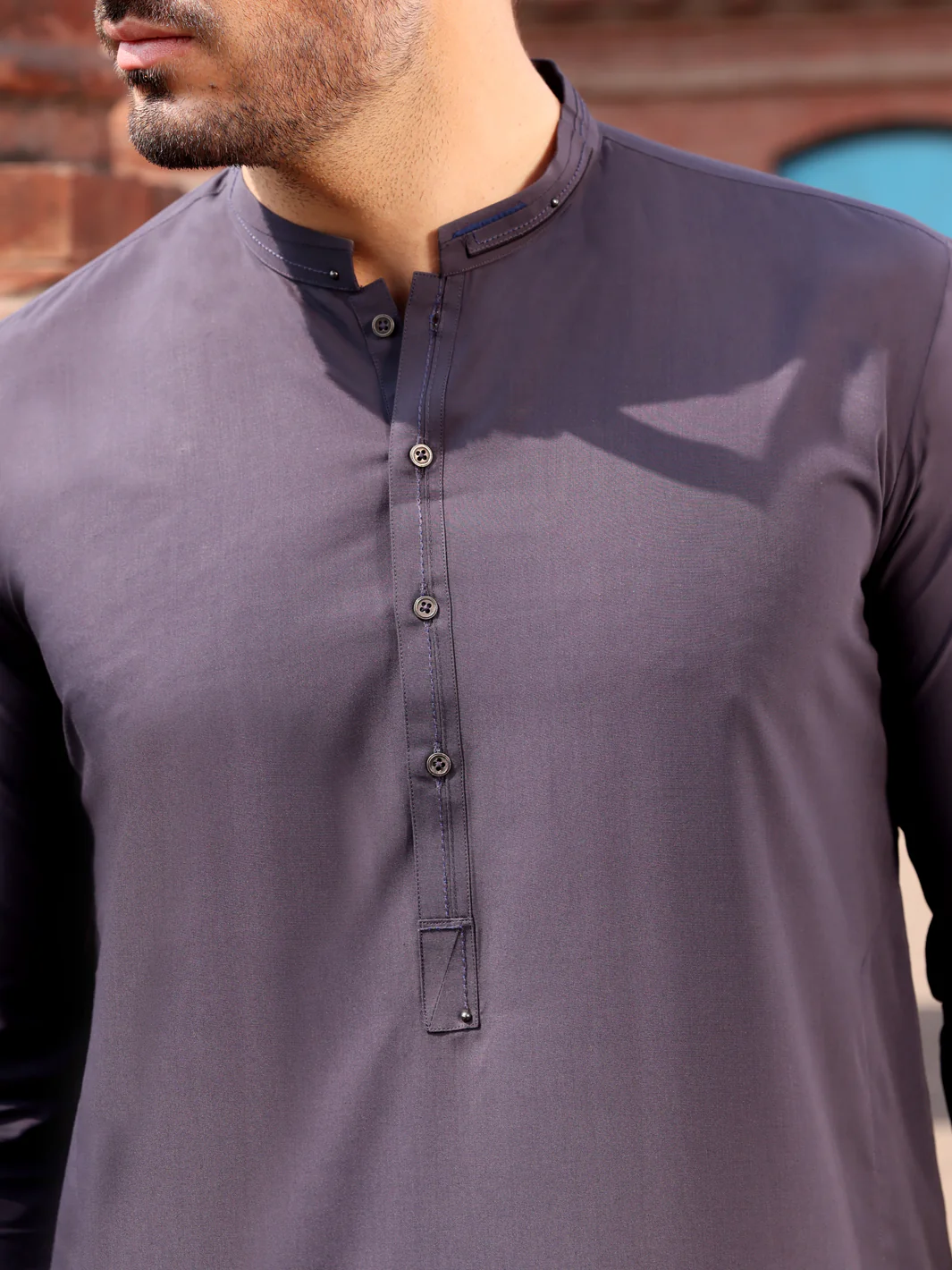 Dark Grey Blended Kameez Shalwar - AL-KS-2581 - Image 4