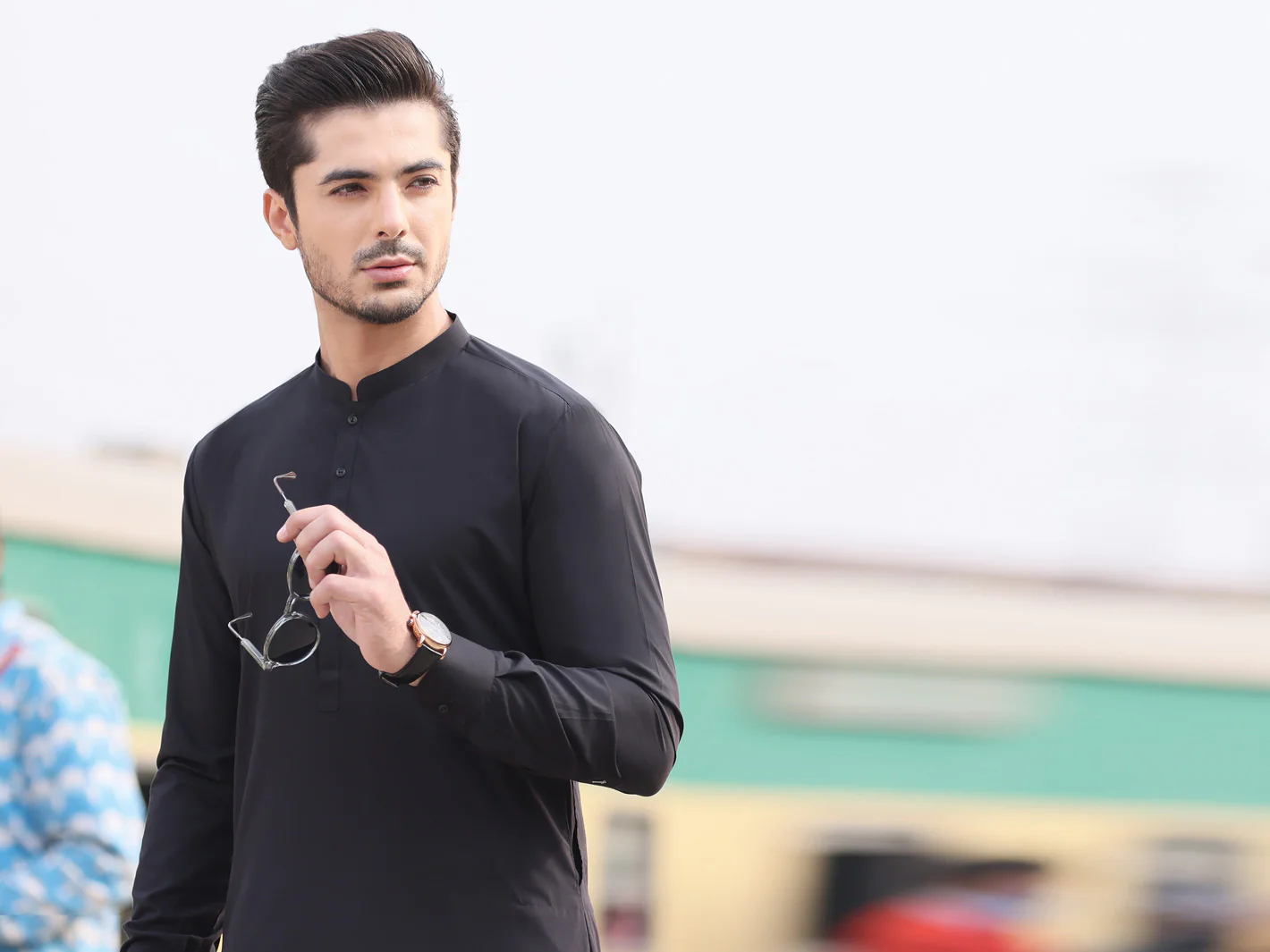 Black Blended Kameez Shalwar - AL-KS-2587 - Image 3
