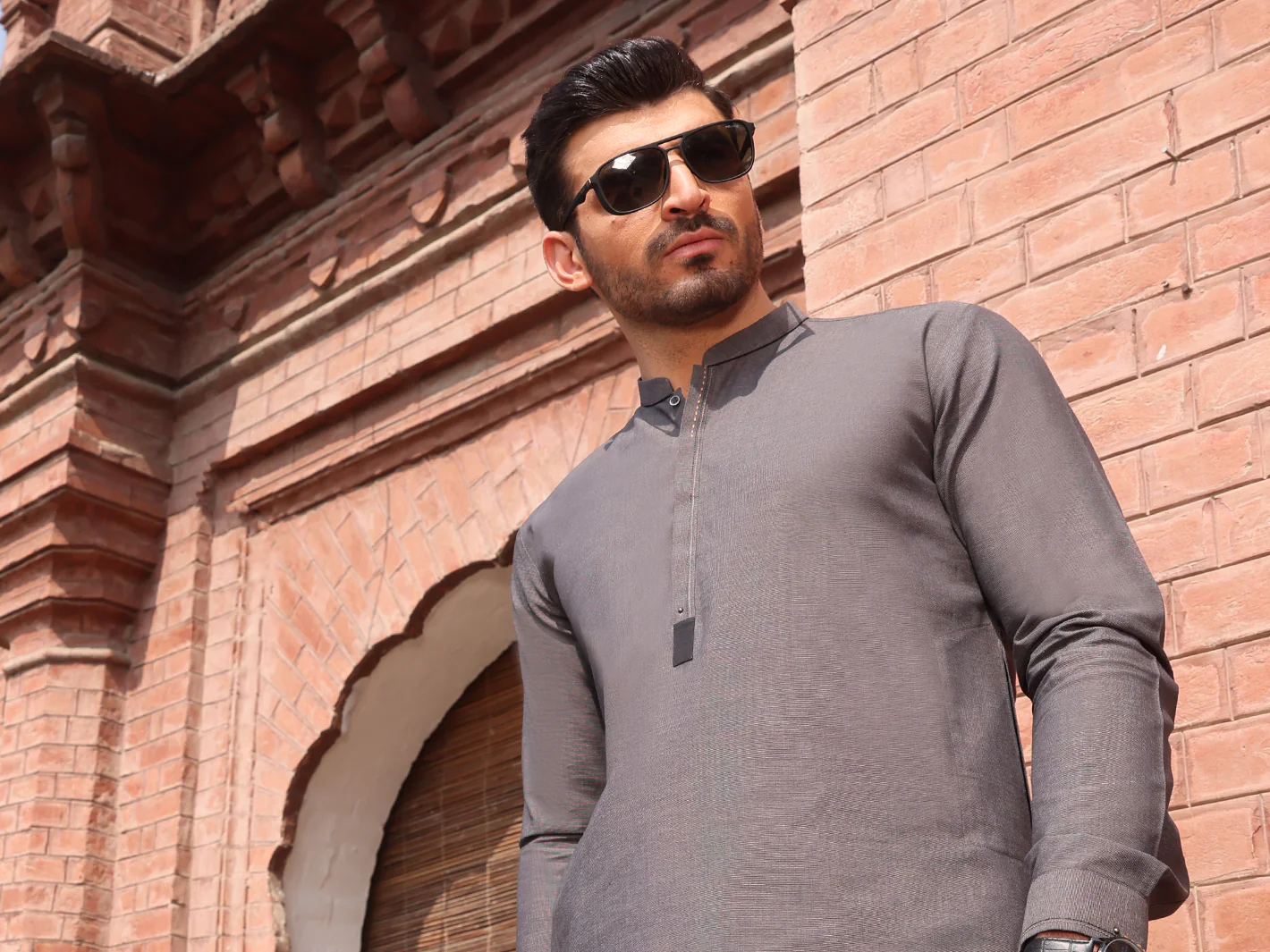 Grey Blended Kameez Shalwar - AL-KS-2594 - Image 3