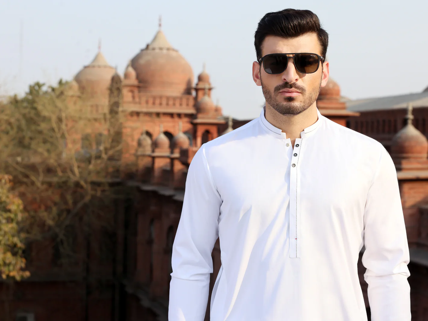 White Blended Kameez Shalwar - AL-KS-2610 - Image 3