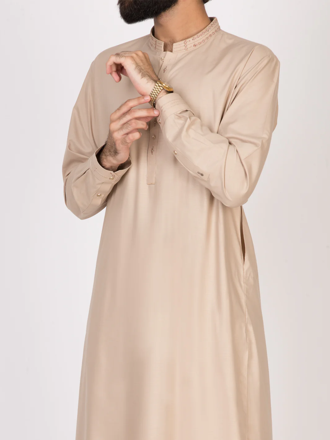 Beige Blended Kameez Shalwar - AL-KS-2614C - Image 2