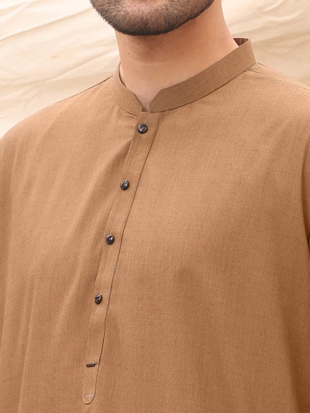 Light Brown Blended Kameez Shalwar - AL-KS-2615 - Image 2