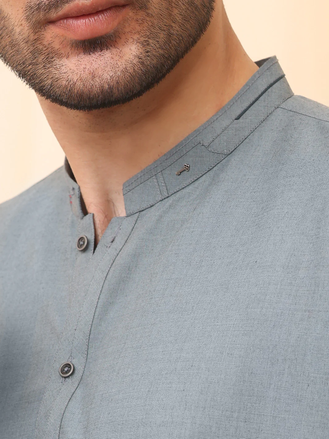 Ash Blue Blended Kameez Shalwar - AL-KS-2617 - Image 2