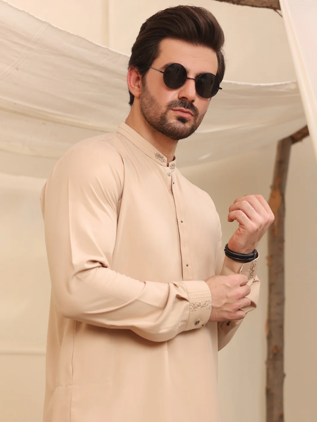 Beige Kurta Shalwar - AL-KS-2618 - Image 3