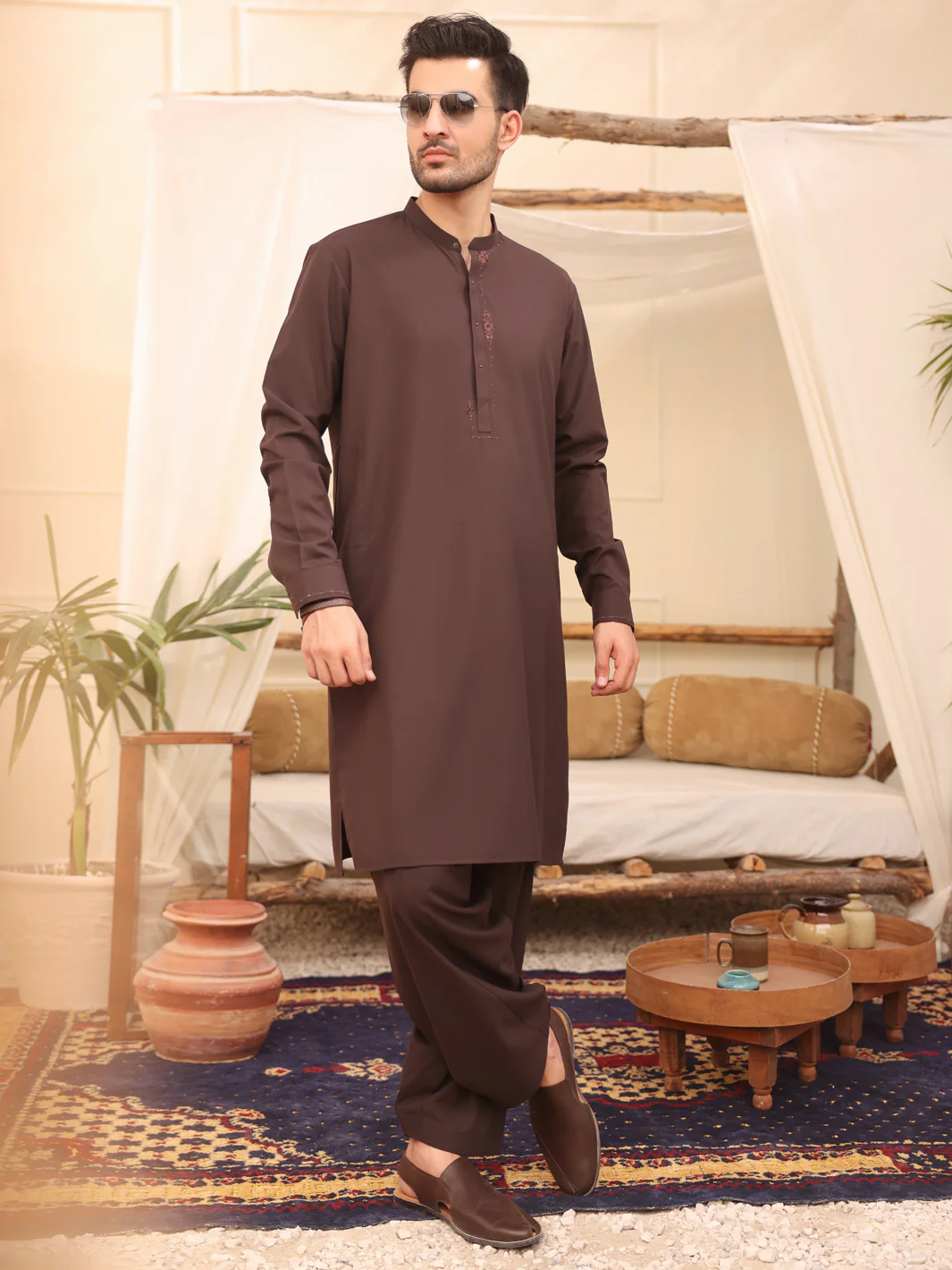 Brown Kurta Shalwar - AL-KS-2620