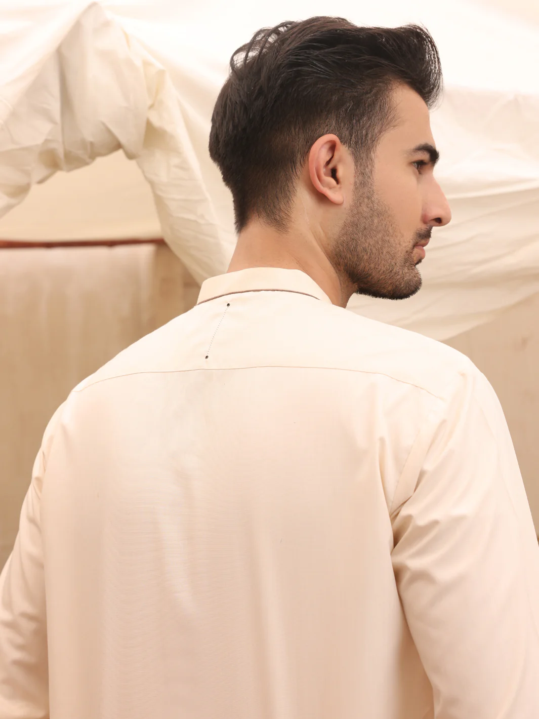 Cream Blended Kameez Shalwar - AL-KS-2630 - Image 4