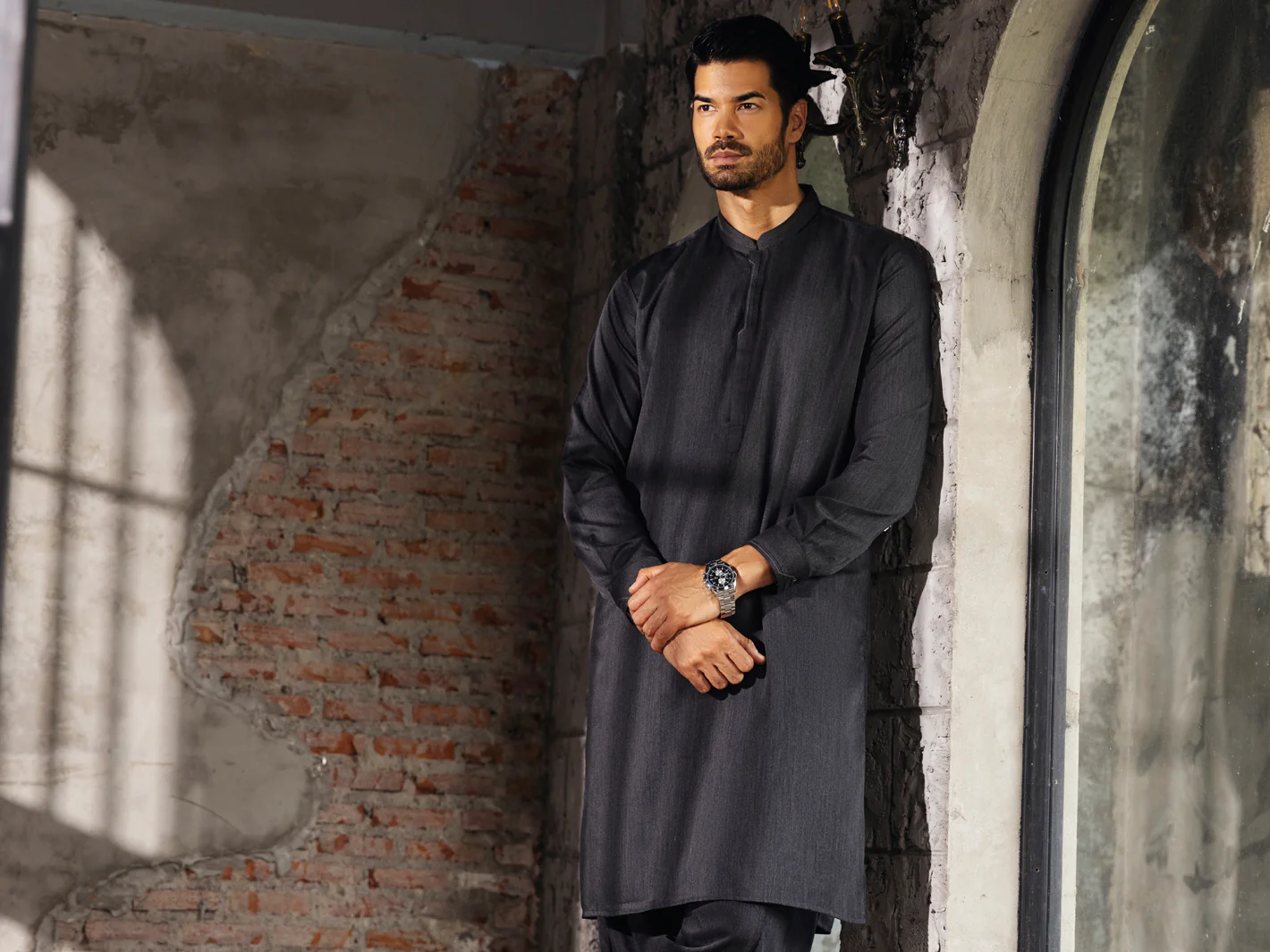Grey Kameez Shalwar - AL-KS-2666 - Image 4