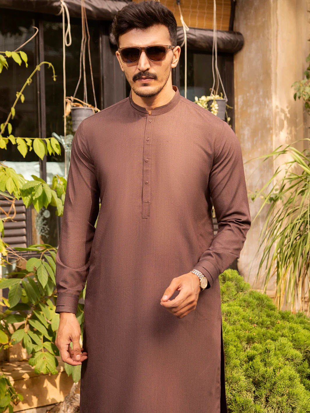 Brown Blended Kurta Shalwar - AL-KS-2669 - Image 2