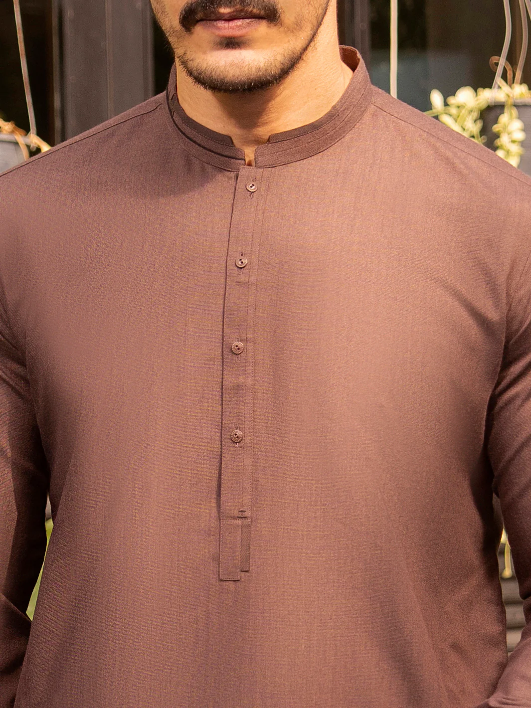 Brown Blended Kurta Shalwar - AL-KS-2669 - Image 4