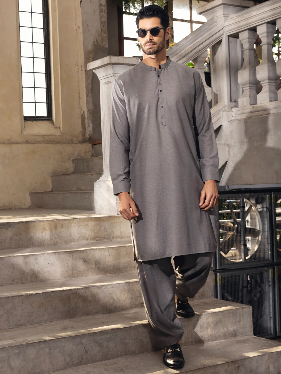 Grey Kameez Shalwar - AL-KS-2685 - Image 4