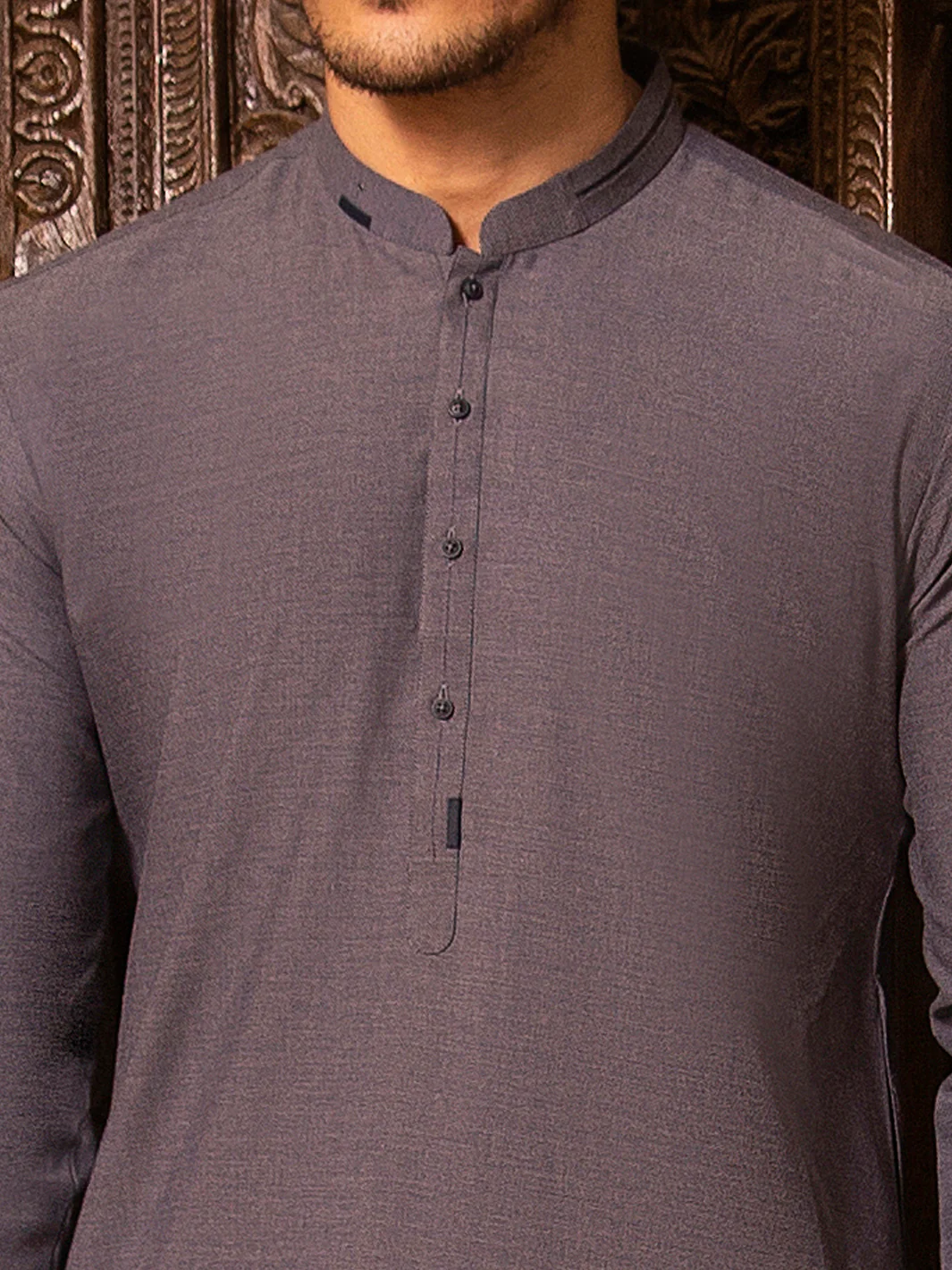 Blue Blended Kurta Shalwar - AL-KS-2689 - Image 4