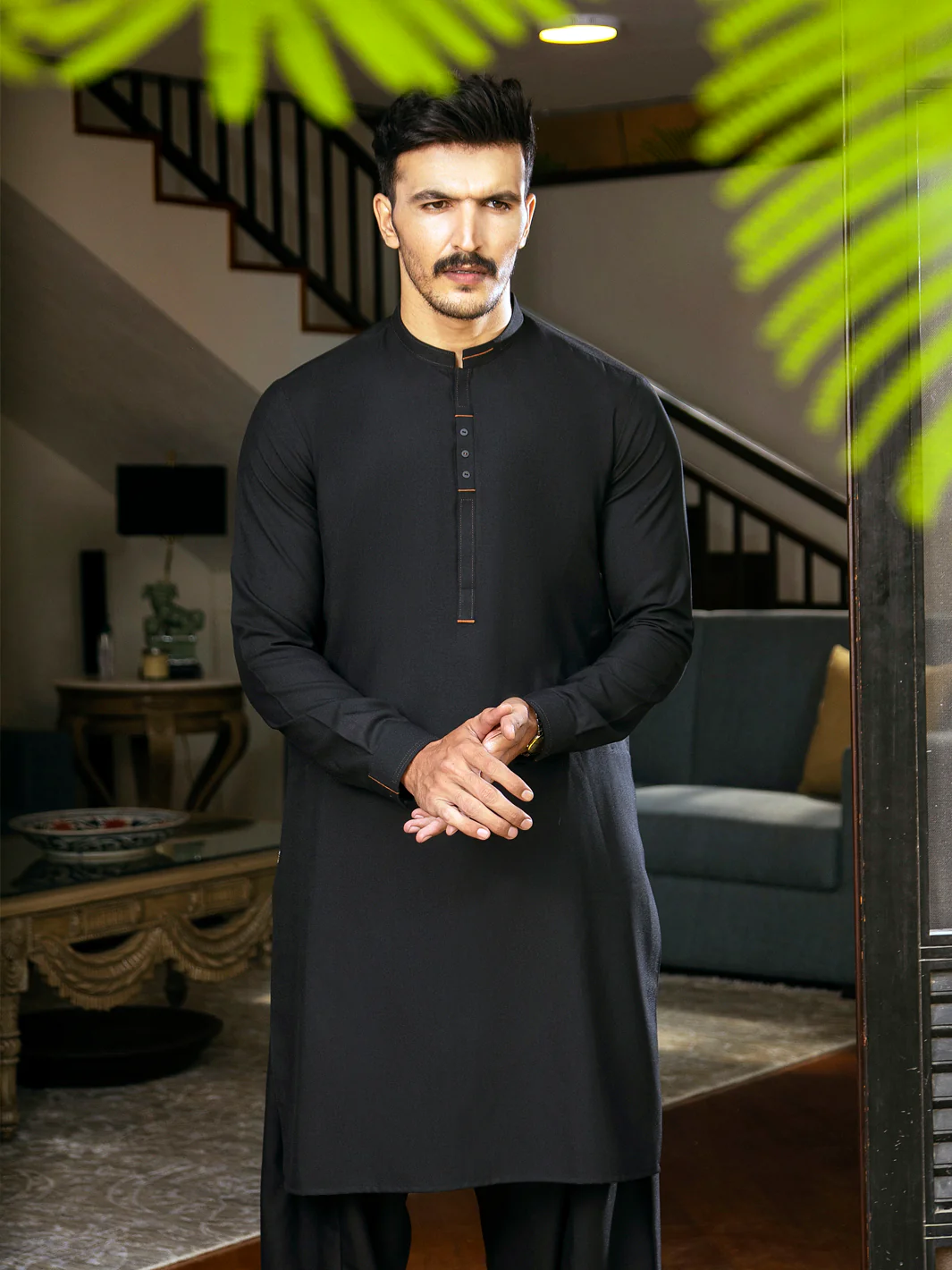 Black Blended Kameez Shalwar - AL-KS-2701 - Image 5