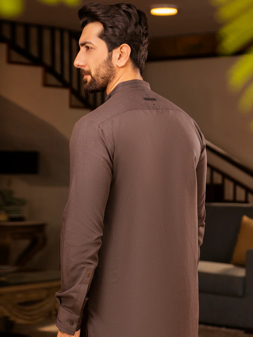 Brown Blended Kameez Shalwar - AL-KS-2702 - Image 2