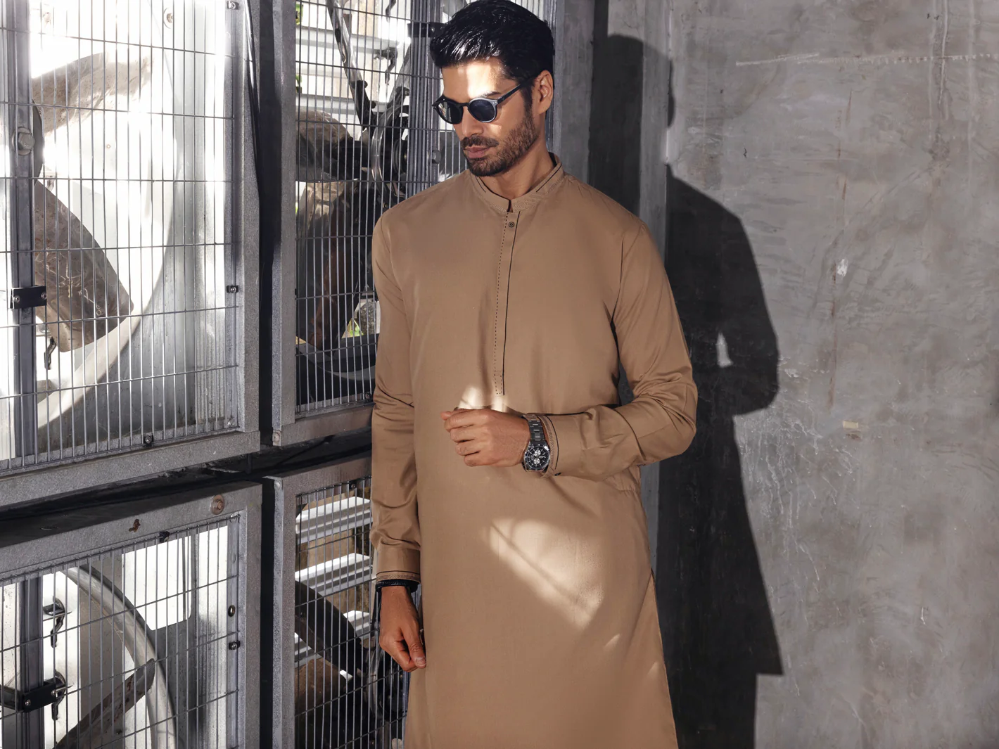 Khaki Kameez Shalwar - AL-KS-2711 - Image 4