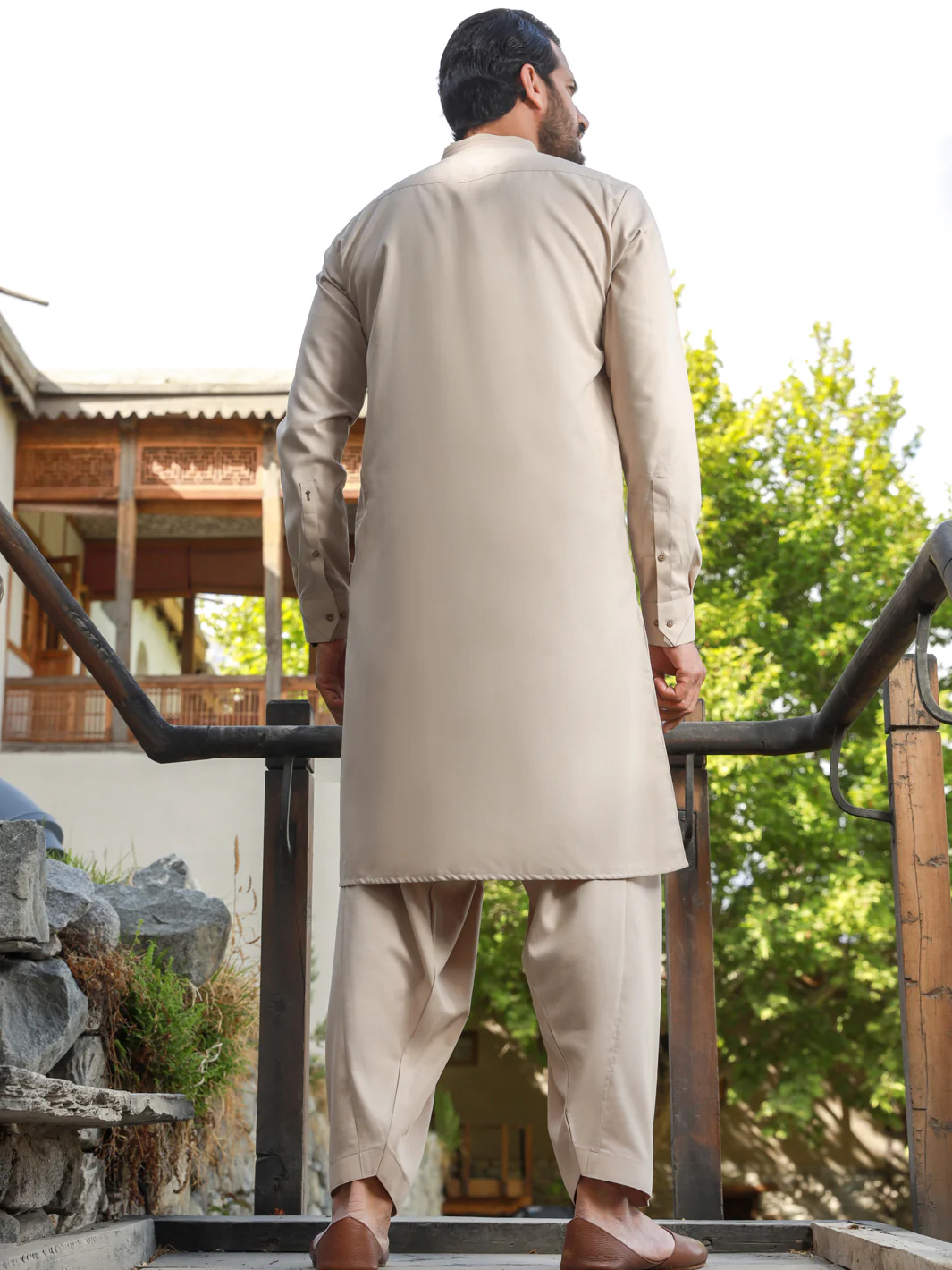 Beige Kameez Shalwar - AL-KS-2743B - Image 4