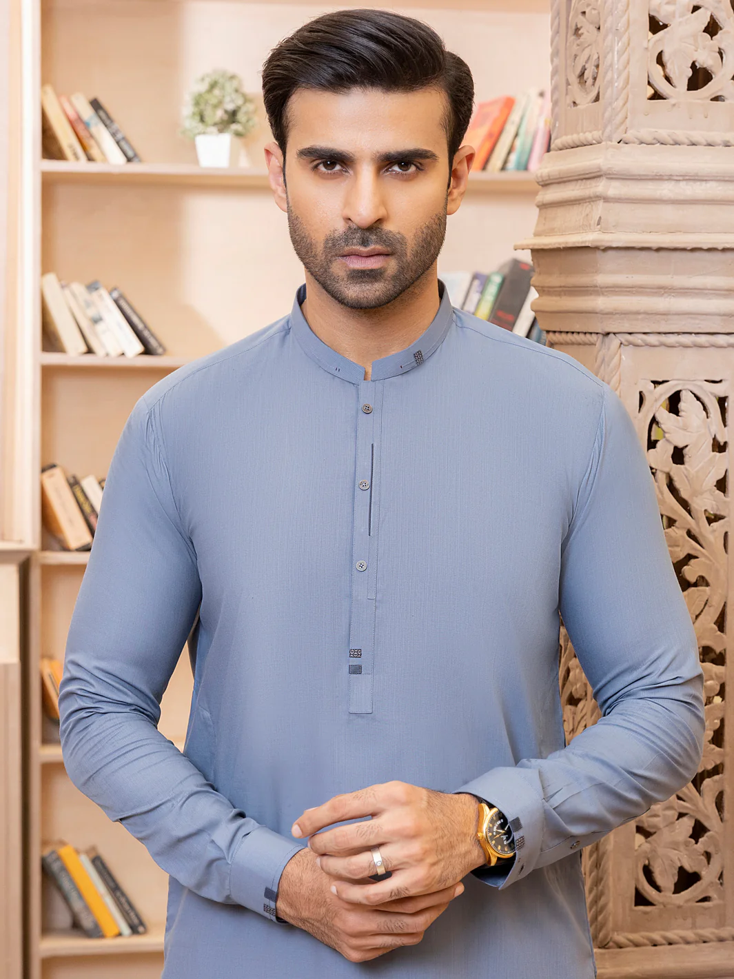 Blue Kameez Shalwar - AL-KS-2744 - Image 2