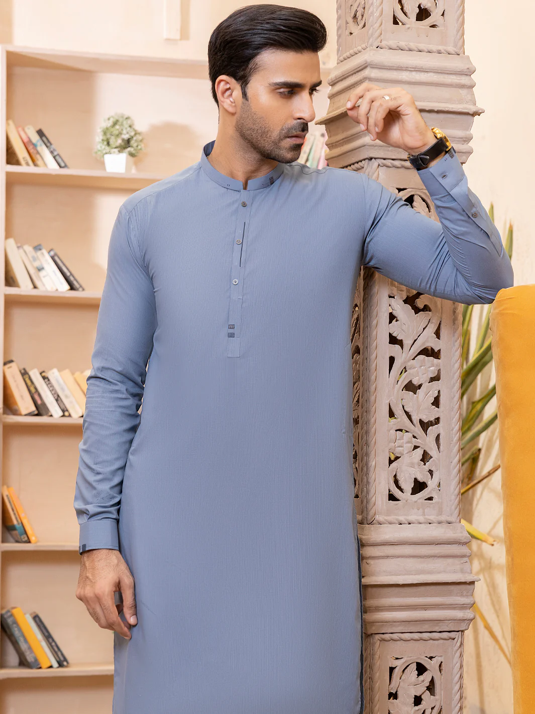 Blue Kameez Shalwar - AL-KS-2744 - Image 4