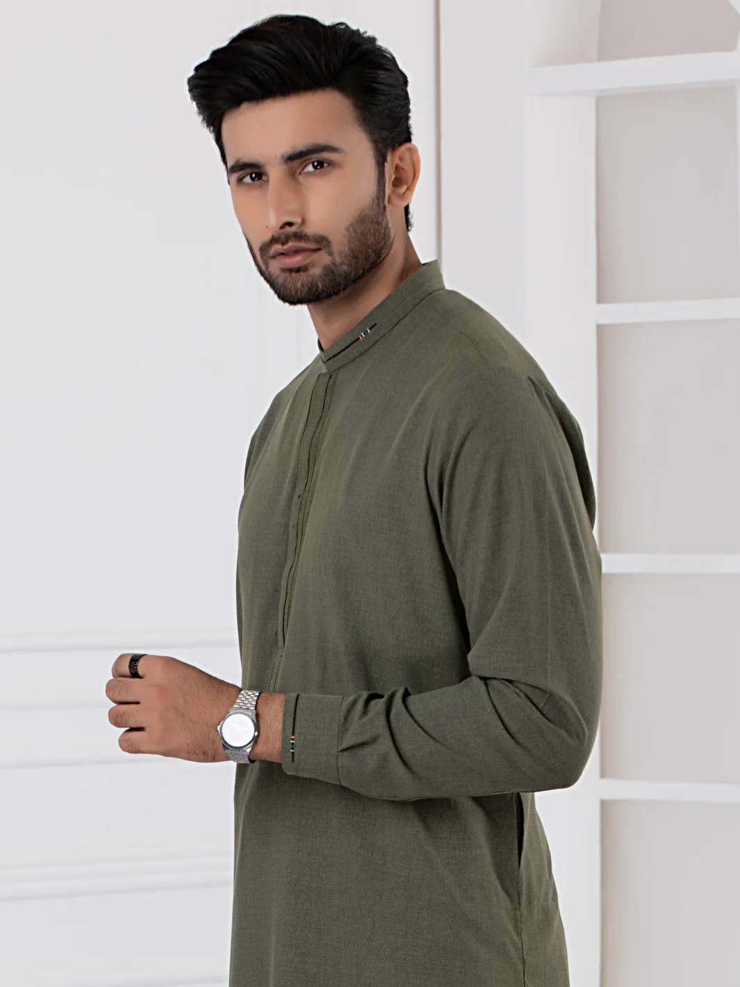 Green Kameez Shalwar - AL-KS-2749 - Image 4
