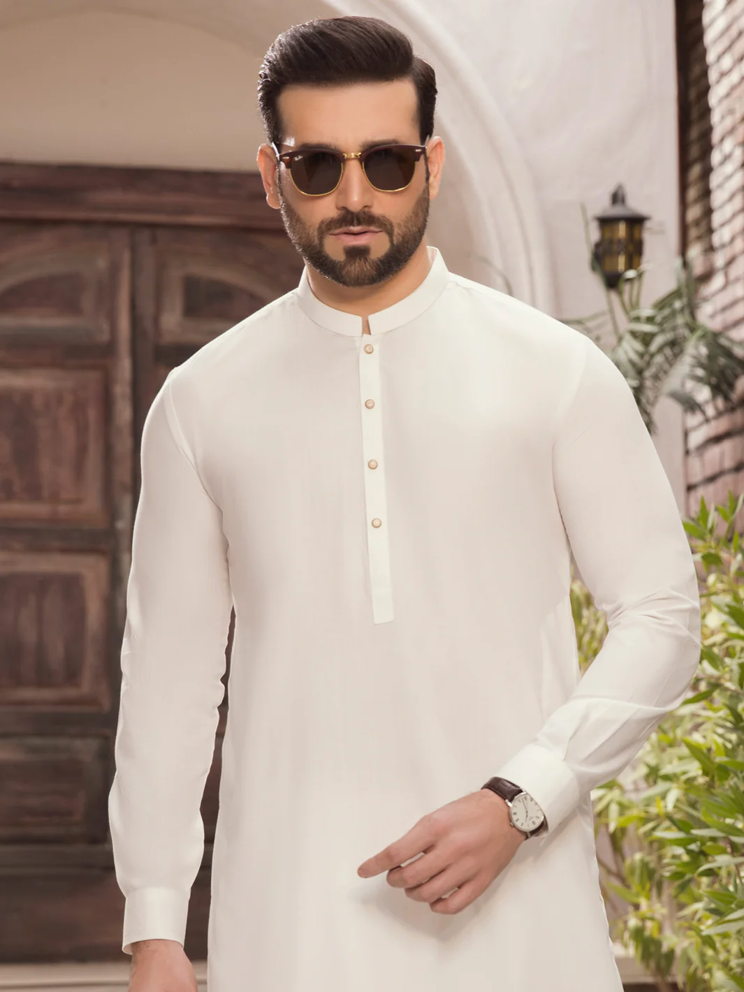 White Blended Kameez Shalwar -AL-KS-2755A - Image 4