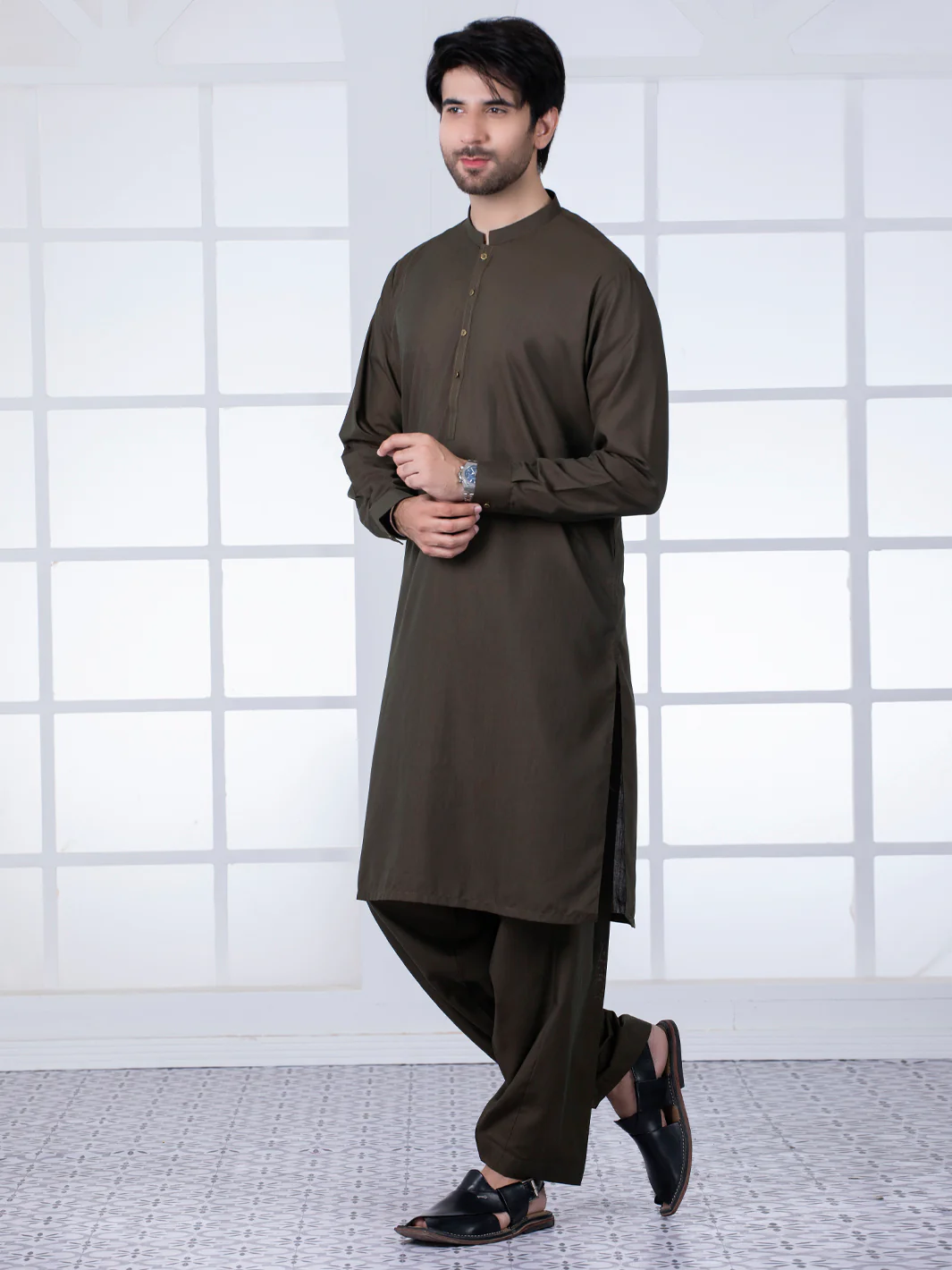Green Blended Kameez Shalwar - AL-KS-2766 - Image 5