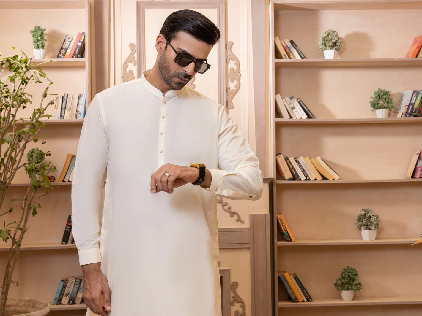 Off White Kameez Shalwar - AL-KS-2771 - Image 3
