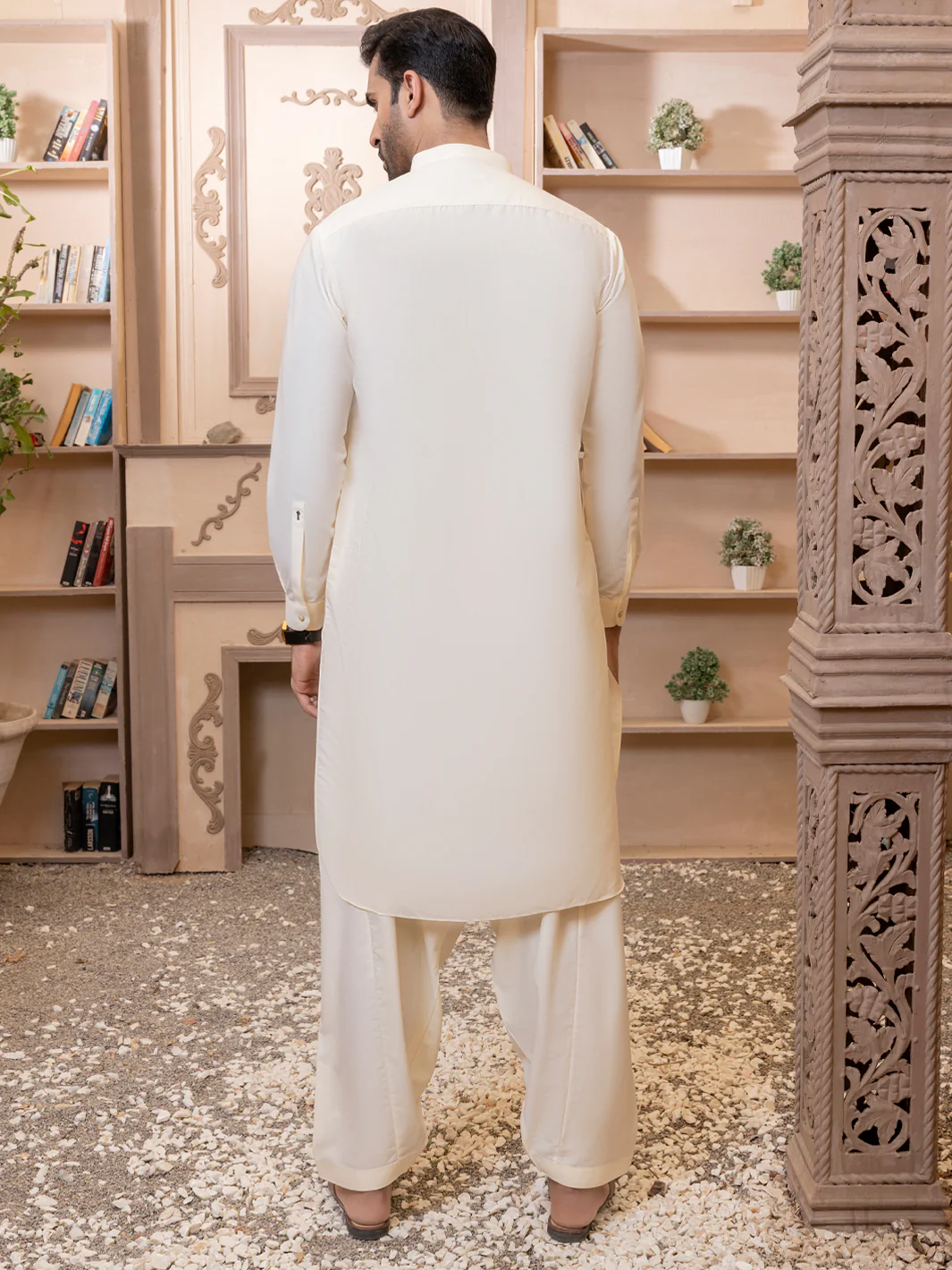 Off White Kameez Shalwar - AL-KS-2771 - Image 5