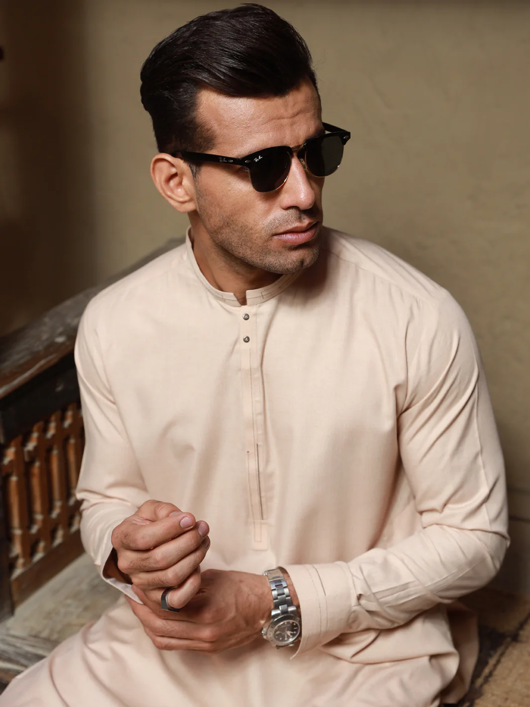 Beige Kameez Shalwar - AL-KS-2773 - Image 4
