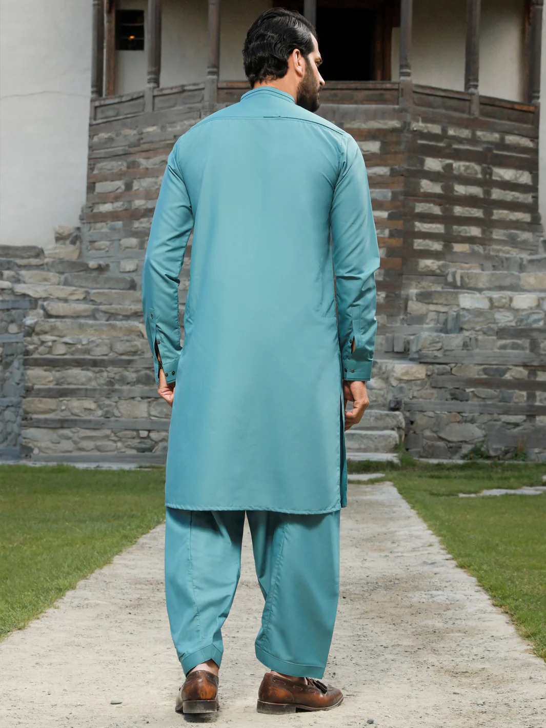 Sea Blue Kameez Shalwar - AL-KS-2776 - Image 2