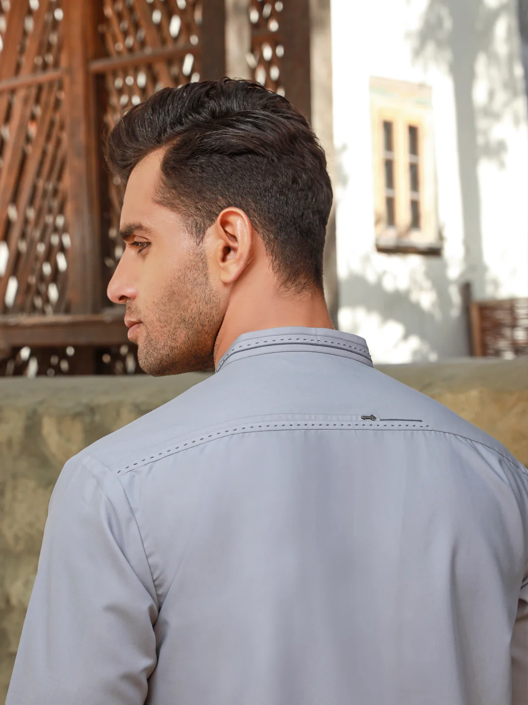 Grey Kameez Shalwar - AL-KS-2777 - Image 4