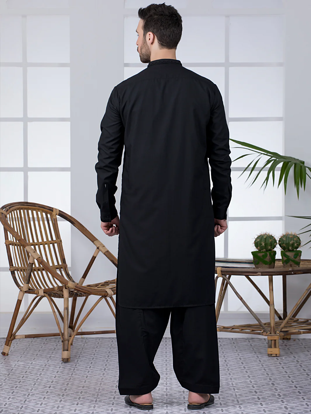 Black Blended Kameez Shalwar - AL-KS-2781 - Image 3