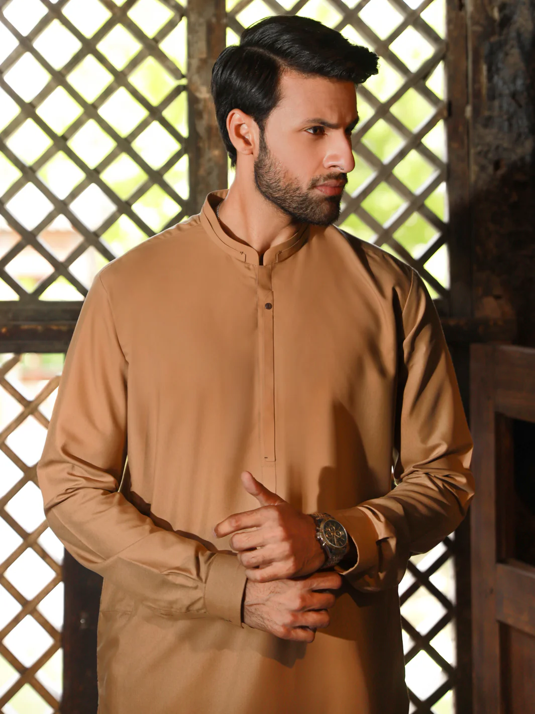 Beige Kameez Shalwar - AL-KS-2790 - Image 4