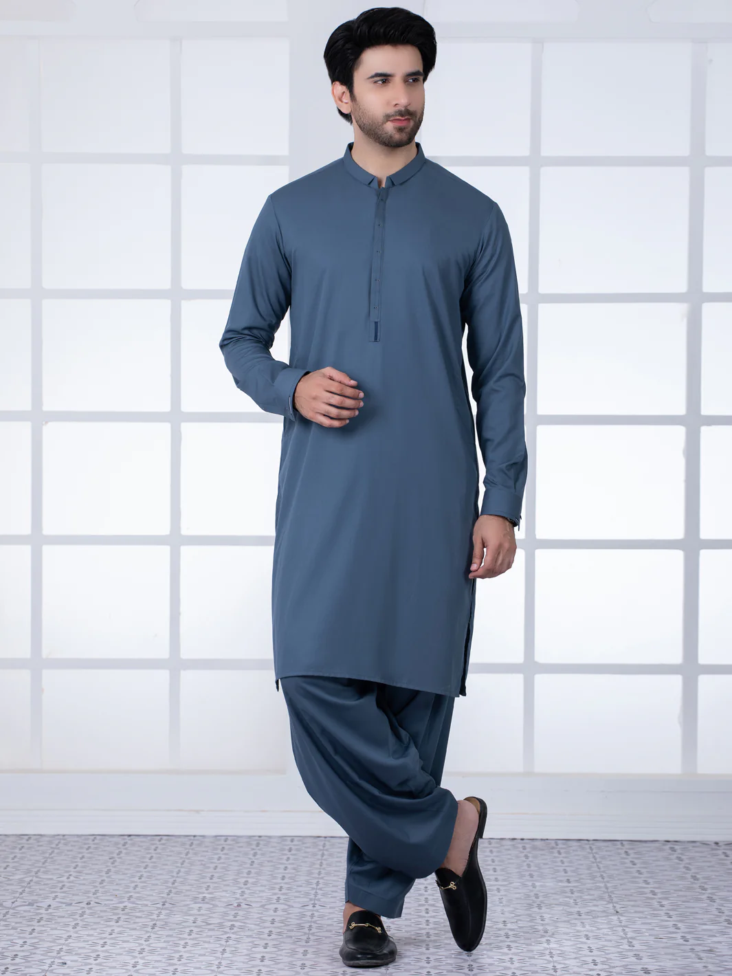 Grey Kameez Shalwar - AL-KS-2803 - Image 5