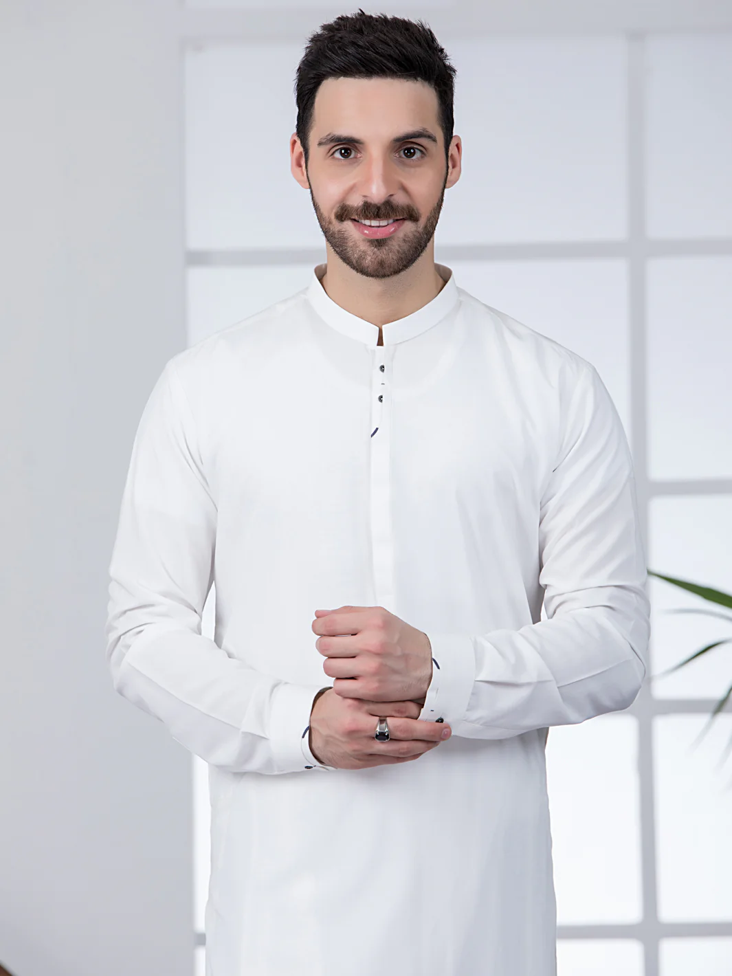 White Blended Kameez Shalwar - AL-KS-2806 - Image 2