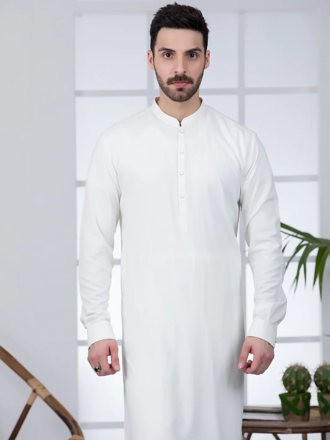 Off White Blended Kameez Shalwar - AL-KS-2807 - Image 5