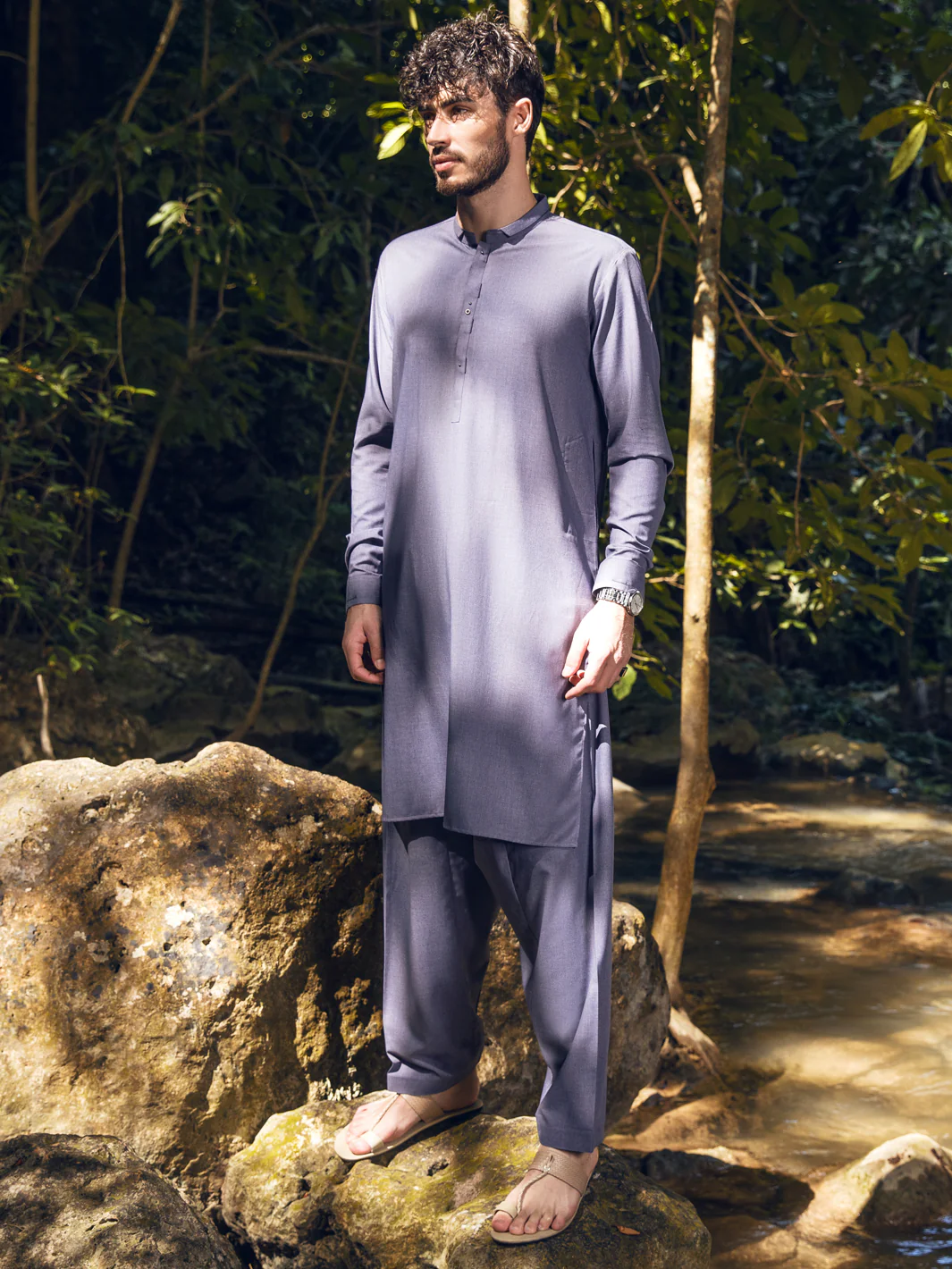 Grey Kameez Shalwar - AL-KS-2813