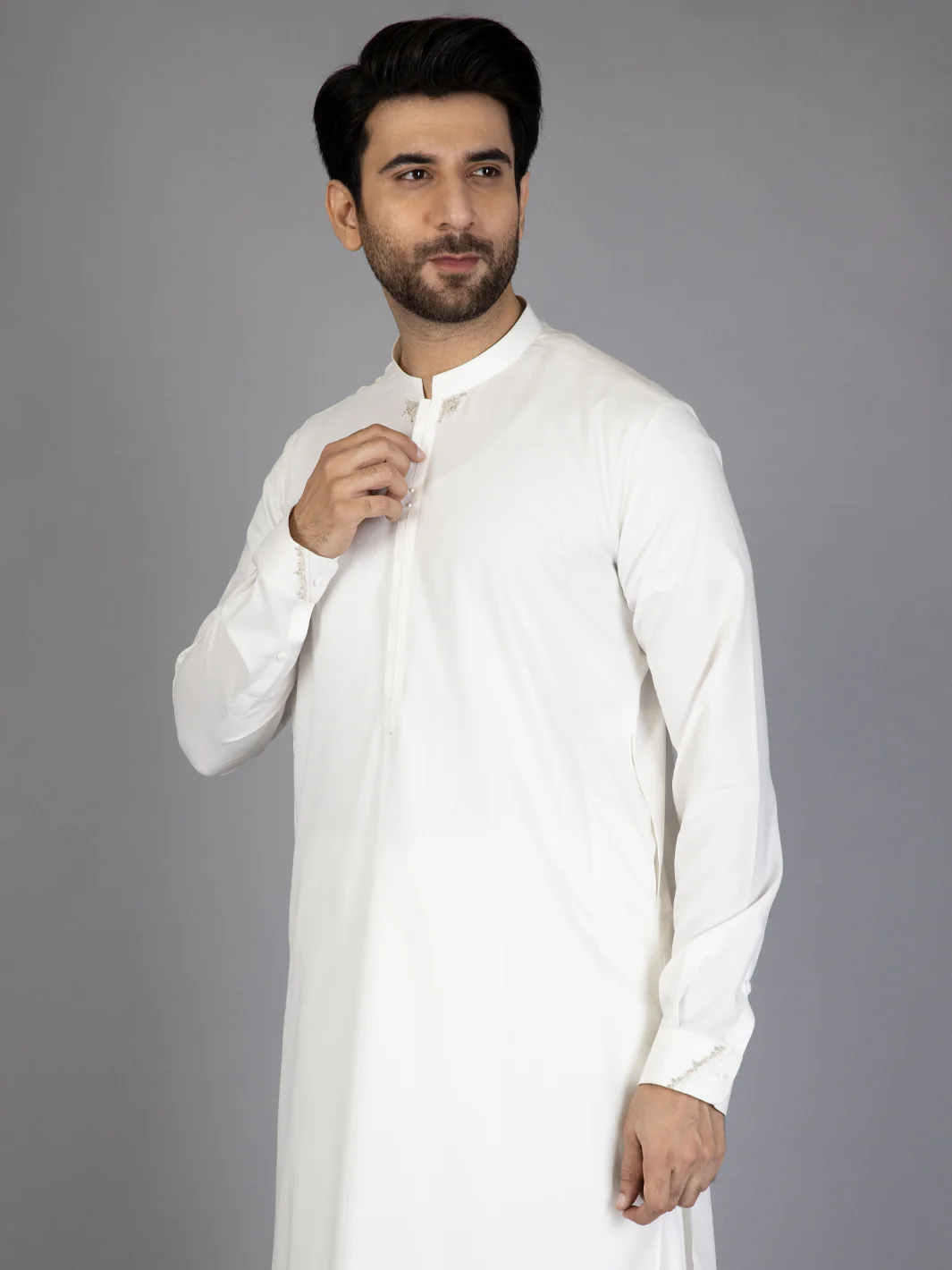 Off White Blended Kameez Shalwar - AL-KS-2816 - Image 4