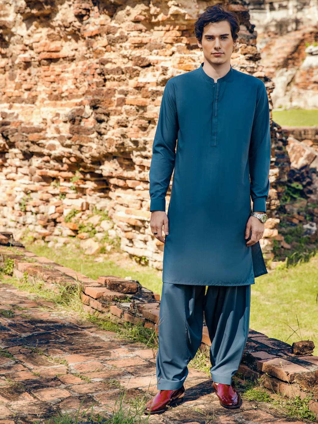 Blue Kameez Shalwar - AL-KS-2817 - Image 3